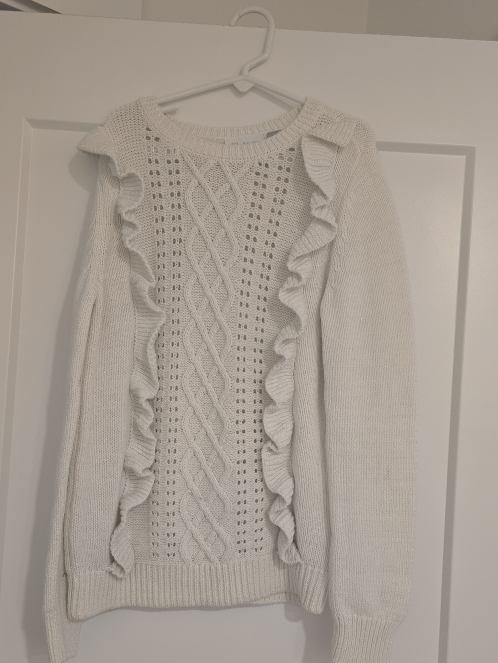 Kid's Cream Ruffle Cable Knit  Sweater Chrildrens Place